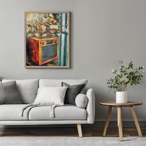 Posterizer-rustic modern art of classic boombox playing music -3-Musical Art Collection-Retro Art-Living Room Bedroom Decor- unframed wall art...